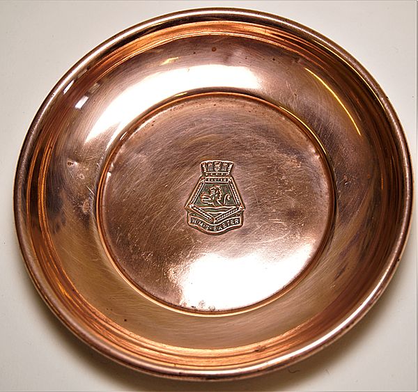 HMS Exeter Copper Ashtray - Click for the bigger picture